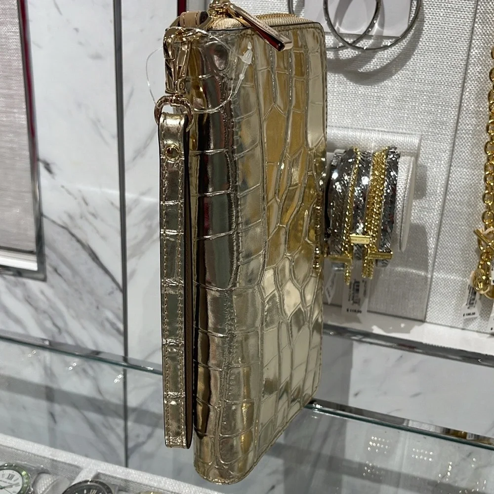 Michael Kors Gold Crocodile Embossed Wallet